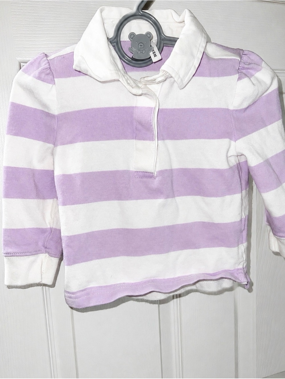 Janie and Jack Toddler Girls Lavender White Stripe Rugby Polo Shirt 12–18M